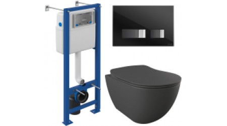 Унитаз подвесной с инсталляцией Creavit Free FE322-11AM00E-0000 (KC0903.01.0400E + S-IN-MZ-VECTOR + P-BU-MOV/Blg/Gl)