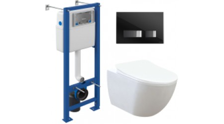 Унитаз подвесной с инсталляцией Creavit Free FE322-11CB00E-0000 (KC0903.02.0000E + S-IN-MZ-VECTOR + P-BU-MOV/Blg/Gl)