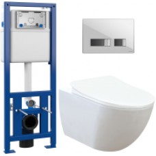 Унитаз подвесной с инсталляцией Creavit Free FE322-11CB00E-0000 + S-IN-MZ-LINK_PRO + P-BU-MOV/Whg/Gl