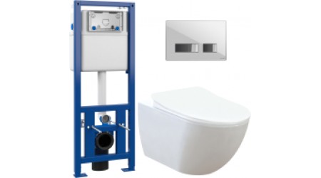 Унитаз подвесной с инсталляцией Creavit Free FE322-11CB00E-0000 + S-IN-MZ-LINK_PRO + P-BU-MOV/Whg/Gl