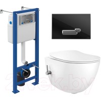 Унитаз подвесной с инсталляцией Creavit Free FE322-34CB00E-0002 (KC0903.02.0000E + S-IN-MZ-VECTOR + P-BU-ACT/Blg/G)