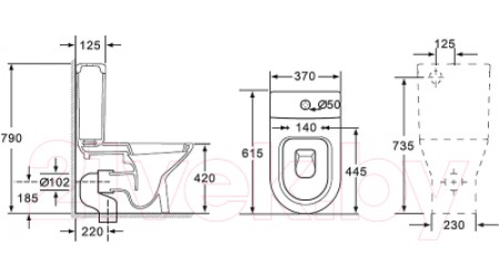 Унитаз напольный Azario Fretta New AZ-1223B (с сиденьем)
