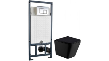 Унитаз подвесной с инсталляцией WeltWasser Gelbach 004 MT-BL + Marberg 507 SE