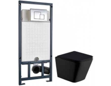 Унитаз подвесной с инсталляцией WeltWasser Gelbach 004 MT-BL + Marberg 507 SE