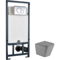 Унитаз подвесной с инсталляцией WeltWasser Gelbach 004 MT-GR + Marberg 507 RD