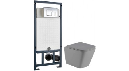 Унитаз подвесной с инсталляцией WeltWasser Gelbach 004 MT-GR + Marberg 507 SE