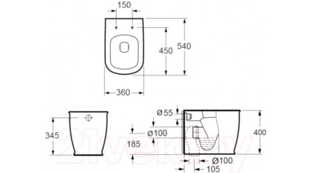 Унитаз приставной IMEX Genesis CB10150 / 195674 (с сиденьем)