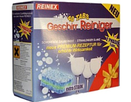 Таблетки для посудомоечных машин Reinex Geschirr-Reiniger UltraTabs: 2 в 1 (40шт)