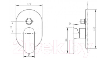 Корпус для скрытого монтажа Bravat Gina PB865104CP-2-ENG 