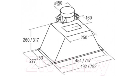 Вытяжка скрытая Cata GL 75 X/C