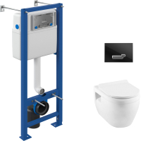 Унитаз подвесной с инсталляцией Aquanet Glide-W 210772 + S-IN-MZ-VECTOR + P-BU-ACT/Blg/Gl