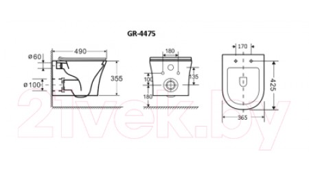 Унитаз подвесной Grossman GR-4475S (с сиденьем)