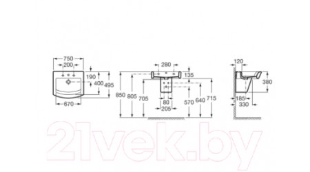 Умывальник Roca Hall A32762G000+0510OT25K7