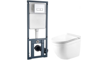 Унитаз подвесной с инсталляцией WeltWasser Heimbach 004 GL-WT + Marberg 410 SE 