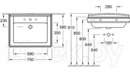 Умывальник Villeroy & Boch Hommage 7101 75R1