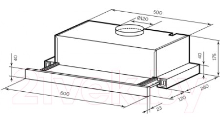 Вытяжка телескопическая Lex Honver 2M 600 / TRHI000003 (белый)