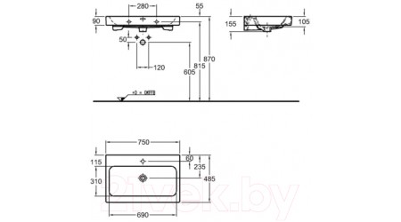 Умывальник Keramag iCon 75x48.5 (124075-000)