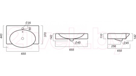 Умывальник Sanita Luxe Infinity 65 / INF65SLWB01KR (с полотенцедержателем)