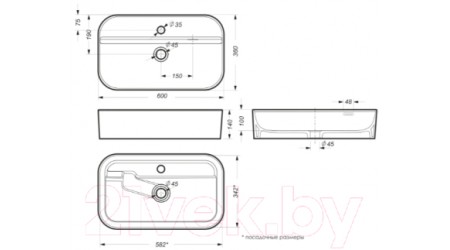Умывальник Sanita Luxe Infinity SLF / WB.CT/Infinity/60-C.Shelf/WHT