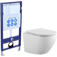 Унитаз подвесной с инсталляцией Aquatek Европа INS-0000012 + AQ1901-00 (с сиденьем)