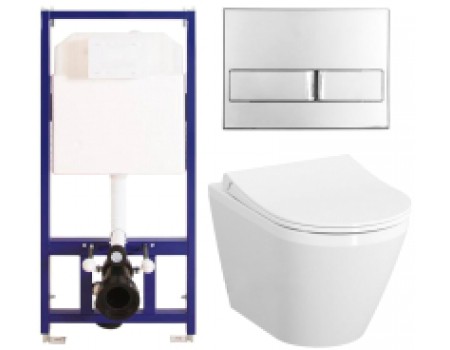 Унитаз подвесной с инсталляцией VitrA Integra Rim-Ex / 040213 + 7040B003-0075 (с сиденьем микролифт)
