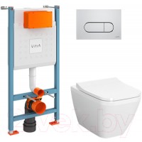 Унитаз подвесной с инсталляцией VitrA Integra Square / 9856B003-7207 (с сиденьем и панелью смыва)