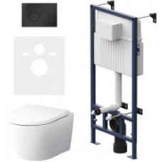 Унитаз подвесной с инсталляцией AM.PM IS70138.741701 (с сиденьем и кнопкой смыва)