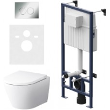 Унитаз подвесной с инсталляцией AM.PM IS70151.741701 (с сиденьем и кнопкой смыва)