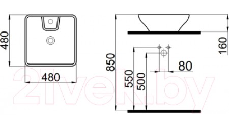 Умывальник Idevit Kare 48 K0101-2485-001-1-0000