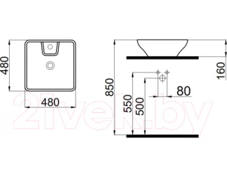 Умывальник Idevit Kare 48 K0101-2485-001-1-0000