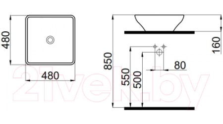 Умывальник Idevit Kare 48 K0101-2486-001-1-0000