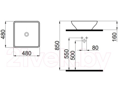 Умывальник Idevit Kare 48 K0101-2486-001-1-0000