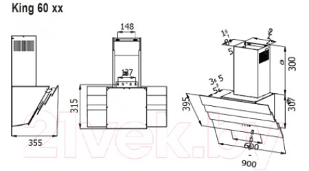 Вытяжка наклонная Evelux King 60 WG