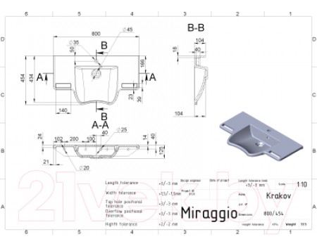 Умывальник Miraggio Krakow
