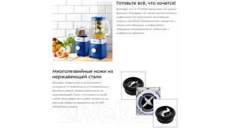 Блендер стационарный Kitfort KT-3030-3 (синий)