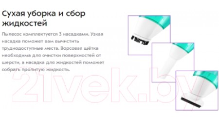Портативный пылесос Kitfort KT-5119-3 (белый/бирюзовый)