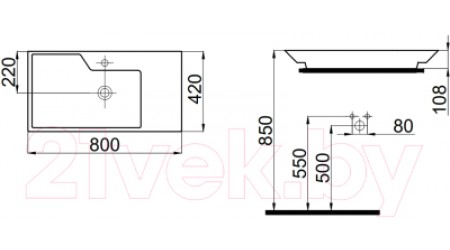Умывальник Idevit Lara 80 K0201-2805-001-1-0000