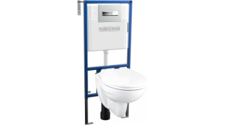 Унитаз подвесной с инсталляцией GROHE Lecico Perth 152.4.501.8088+152.7.322.088+491606045