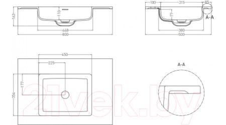 Умывальник Umy Home Len 80x50 / UM20721RF (U-Solid, черный матовый)