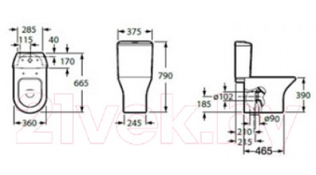 Унитаз напольный Roca Leon 7342649000 + 7341649000 + ZRU9302943