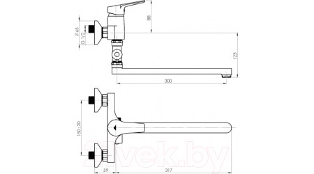Смеситель Rubineta Lotos-12/C / LO2CK08 