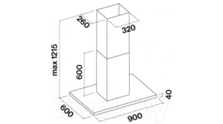 Вытяжка Т-образная Falmec Lumen Parete/Wall 90 C0001 Neutro Cono Inox