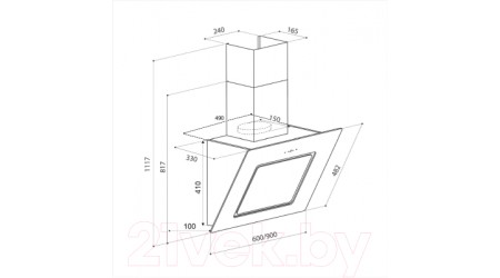 Вытяжка наклонная Lex Luna 600 / CHAO000358 (слоновая кость)