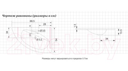 Умывальник De Aqua Трио lux R WTL 010 / 166865