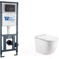 Унитаз подвесной с инсталляцией WeltWasser Marberg 410 + Heimbach 041 GL-WT + Mar 410 SE MT-BL