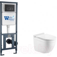 Унитаз подвесной с инсталляцией WeltWasser Marberg 410 + Heimbach 041 GL-WT + Mar 410 SE MT-BL