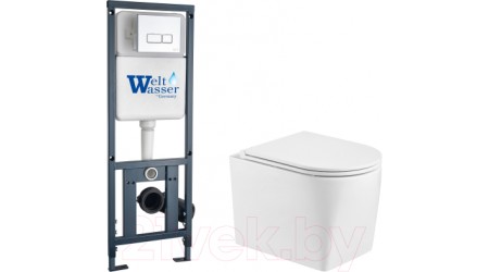 Унитаз подвесной с инсталляцией WeltWasser Marberg 410 + Nesenbach 004 GL-WT + Mar 410 SE