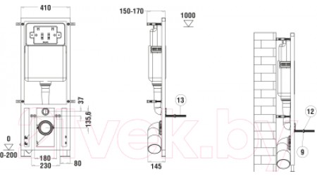 Унитаз подвесной с инсталляцией WeltWasser Marberg 410 + Nesenbach 004 GL-WT + Mar 410 SE-CR