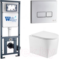 Унитаз подвесной с инсталляцией WeltWasser Marberg 410 + Nesenbach 004 GL-WT + Mar 410 SE-CR