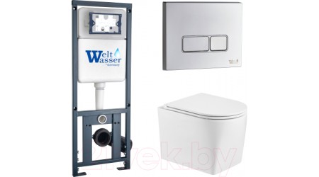 Унитаз подвесной с инсталляцией WeltWasser Marberg 410 + Nesenbach 004 GL-WT + Mar 410 SE-CR